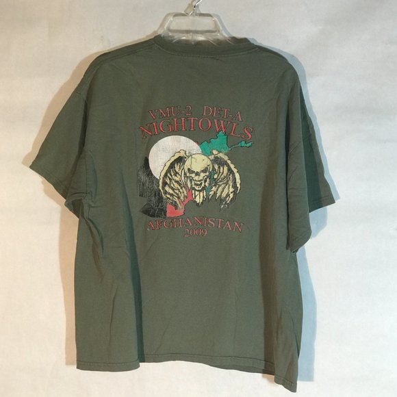 USA Afghanistan War 2009 Night-owls Military Green Short Sleeve Tee T Shirt - Picture 8 of 8